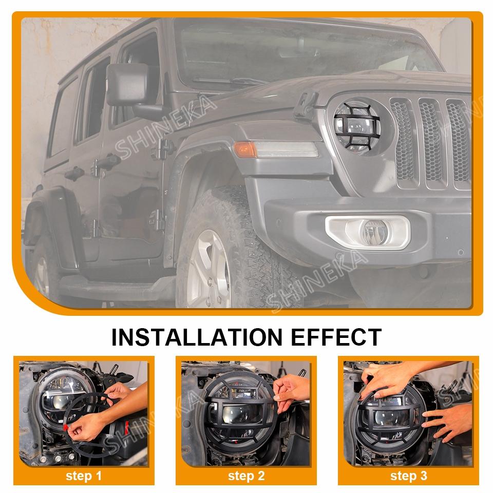SHINEKA Накладки на фары Для Jeep Gladiator JT 2018+ Автомобильные Передние Фары Декоративная Накладка Для Jeep Wrangler JL 2018+ Аксессуары