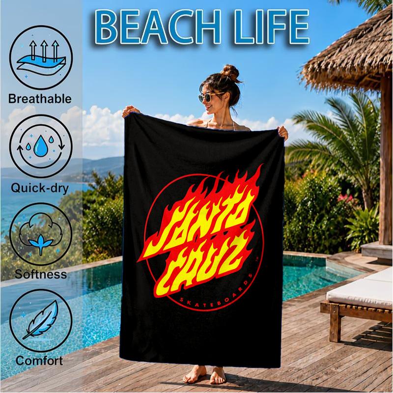 1PC Santa Cruz Beach Towel for Adults/Family ,Beach Towel, Ultra Absorbent Quick-Drying Pool Towels for Travel, Swimming, Camping Gift