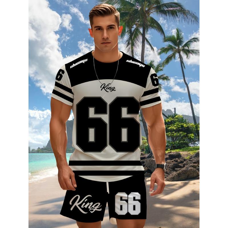 Мужская футболка и шорты с принтом 3D Poker, комплект из 2 предметов, летняя повседневная мужская модная футболка, мужские повседневные шорты для отдыха на природе и пляжа