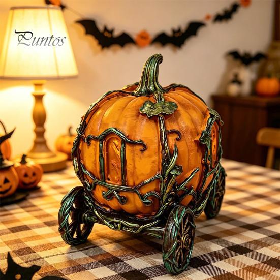 Осенний настольный centerpiece, 3D-фигурка тыквы-кареты из смолы, Ретро-фигурка сказочной тележки, Винтажное украшение для Хэллоуина, домашней вечеринки