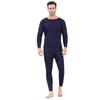 2 шт./компл. унисекс, зимний теплый комплект нижнего белья с круглым вырезом, приталенный крой с длинными рукавами, сплошной цвет, толстая флисовая подкладка, мягкая эластичная спортивная пижама нижнего слоя