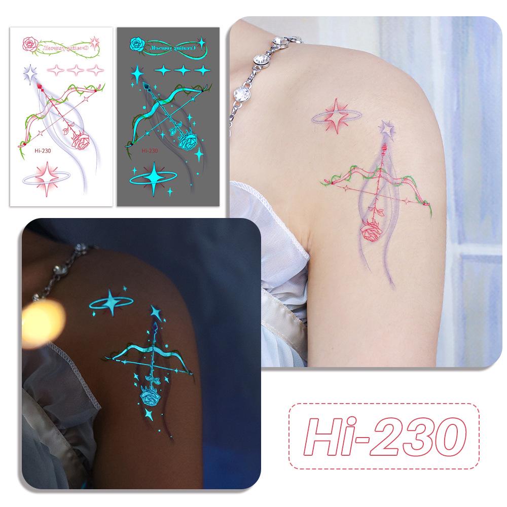 Rikaron Waterproof Luminous Butterfly Tattoo Stickers - Long-lasting, Realistic, Simple Japanese Washable Design for Dopamine Aesthetic.