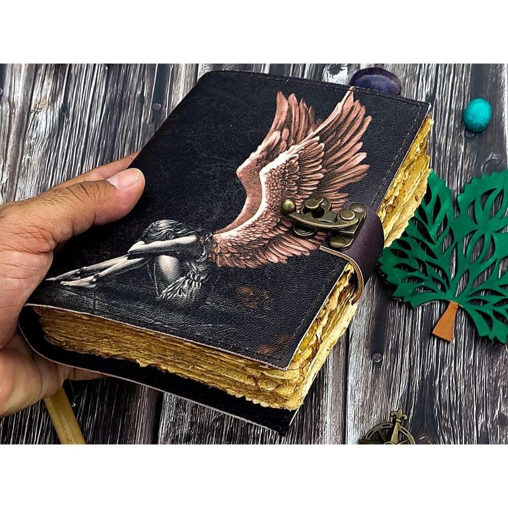 Leather Journal Fery Notepad For Men Women 7×5 Handmade Decle Edge Pepar Blank Spell Book Traveling Sketchbook Notebook Dairy With Loc