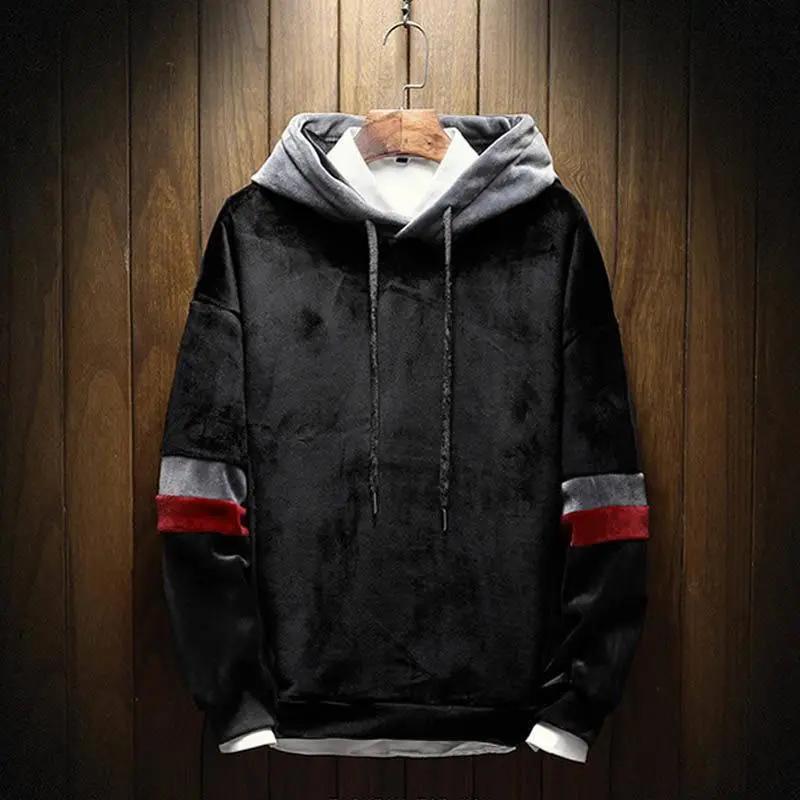 Костюм Золотой Вельвет Толстовка с Капюшоном Мужской Большого Размера Мужской Тренд Красивый Спортивный Двойка Тренд