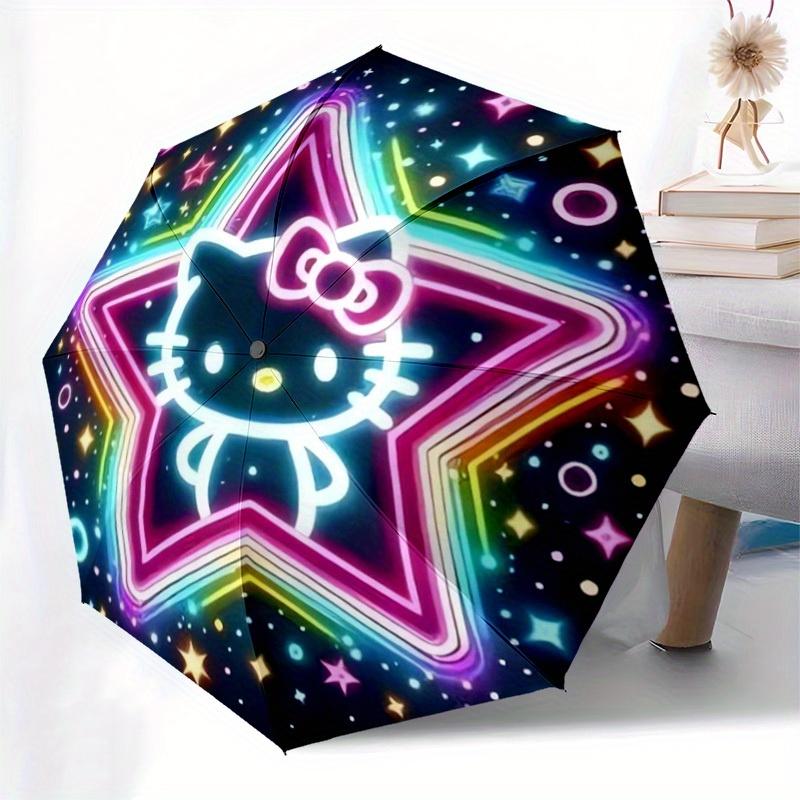 1pc Neon Hello Kitty Star Umbrella with Plastic Handle,Suitable for All Seasons Home Travel Outdoor UmbrellaSanlio604
