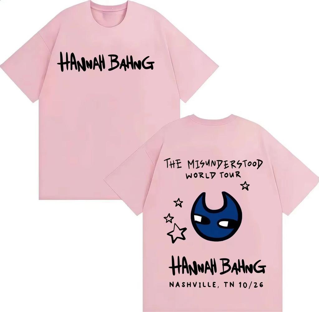 Hannah Bahng The Misunderstood World Tour Unisex Pure Cotton Clothes Hip Hop Style Retro Tee High Quali