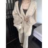 Korean Large Lazy Style Coffee Color Sweater Knitted Loose Cardigan Women's Autumn/Winter Outerwear Thin Coat