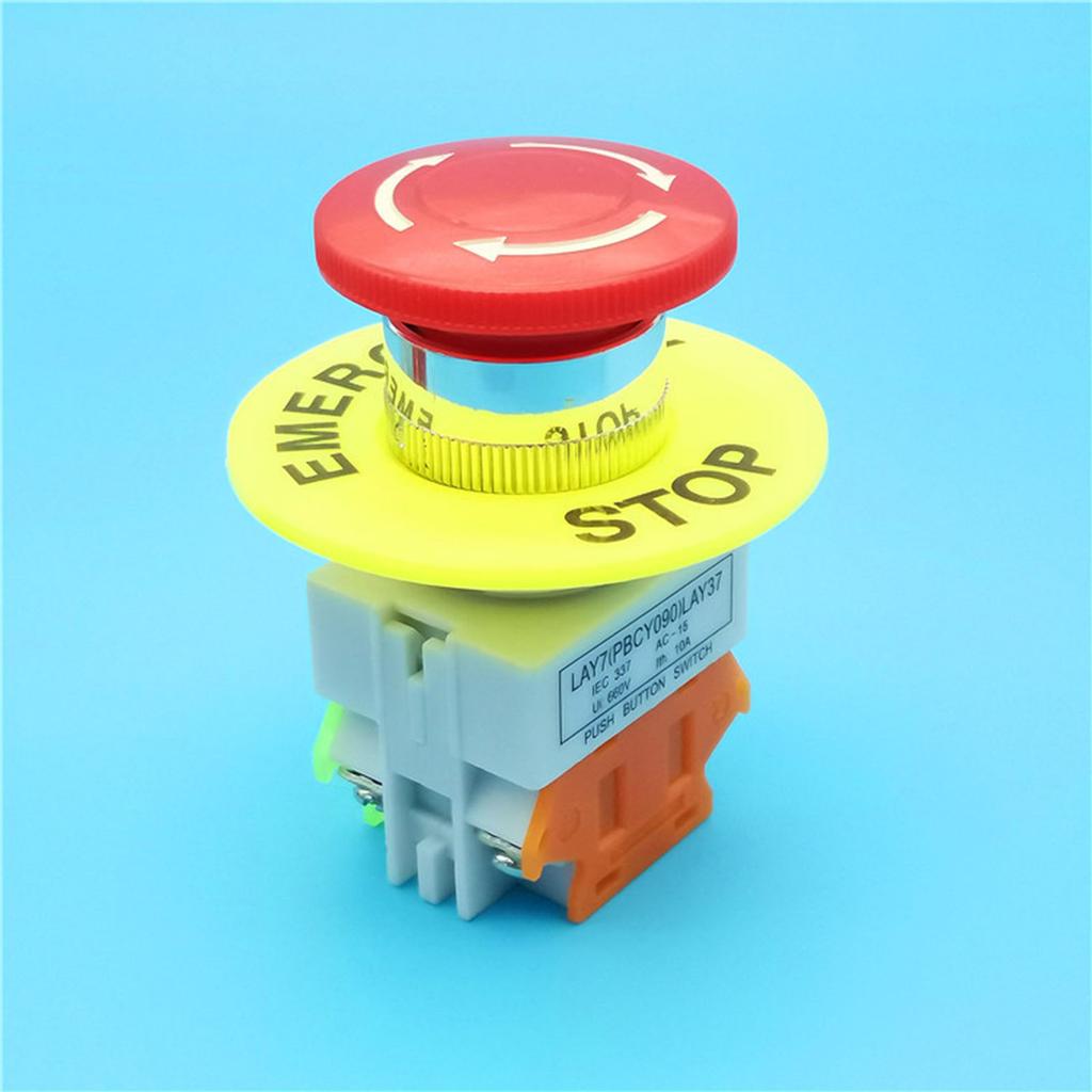 Emergency-Stop Push Button-Switch 1NO 1NC-DPST Mushroom Cap-Switch LAY37 LAY7-PBC Y090-11ZS Elevator Latching Self Lock