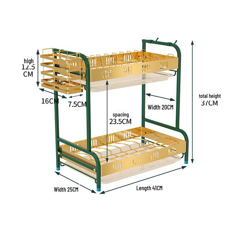 Multi-Function Dish Drying Rack with Bowl & Chopsticks Storage for Kitchen Countertop