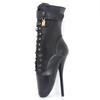 Sexy Ankle Ballet Boots JIALUOWEI 18CM Super High Spike Heel Women Cross-tied Pointed-toe Shoes Black