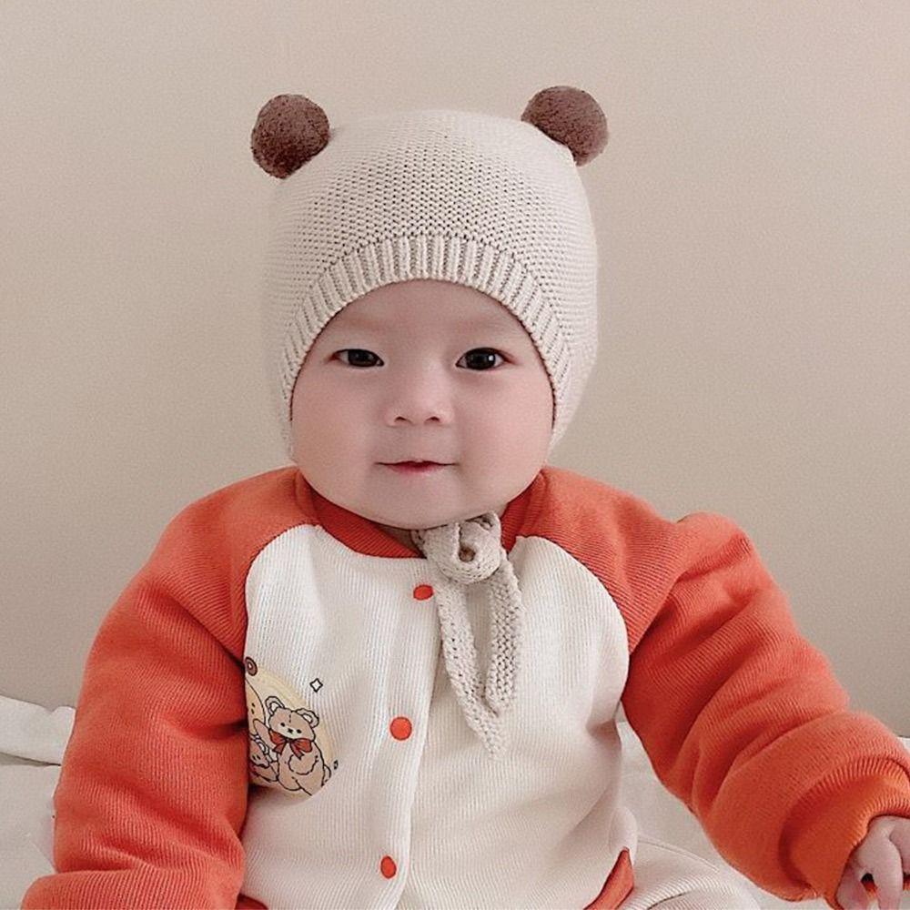 3-24 Months Wool Ball Baby Winter Hats Soft Bonnet Cap Fashion Newborn Ear Protection Cap  Infant