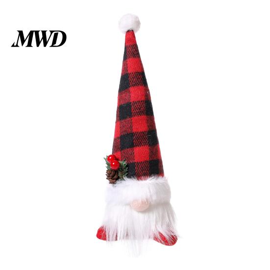 Winter Festival Decorations Christmas Gnome Figurine, Snowflake Knit Hat LED Light Up Rudolph Living Room Wall Decor Doll, Nordic Noel Plush Ornament