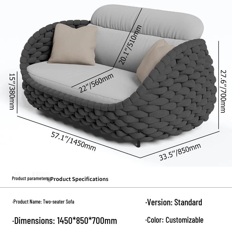 Contemporary Outdoor Aluminum Rattan U-shaped Sofa with High-Density Sponge, Coffee Table, and Chair Set