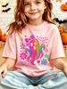 Kids Rainbow Ghost Bow Bat Flower Star Graphic Tee Boys Girls Family Matching Short Sleeve Halloween Party Casual Daily T Shirt