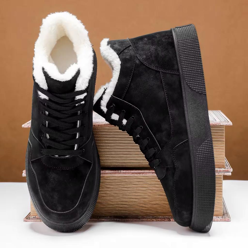 Winter Casual Sneakers Versatile Men's Thick Snow Boots Warm and Cold Retro Casual Shoes Mid Top Board Shoes