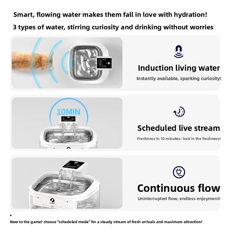 Thermostatic Heated Wireless Pet Water Fountain Rechargeable No Plug Auto Circulating Flowing Water Dispenser for Cats Dogs