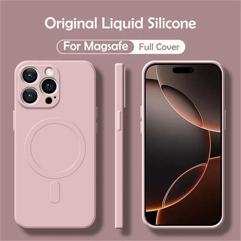 Чехол из жидкого силикона Magsafe для IPhone 17 Air 14 15 Plus 12 13 Mini 11 Pro Max Магнитная крышка для беспроводной зарядки
