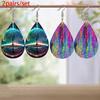 Creative Tree of Life Pattern PU Leather Earrings for Women Chic Colorful Dot Pattern Tears Earrings Trendy Female Earrings Jewelry Gifts