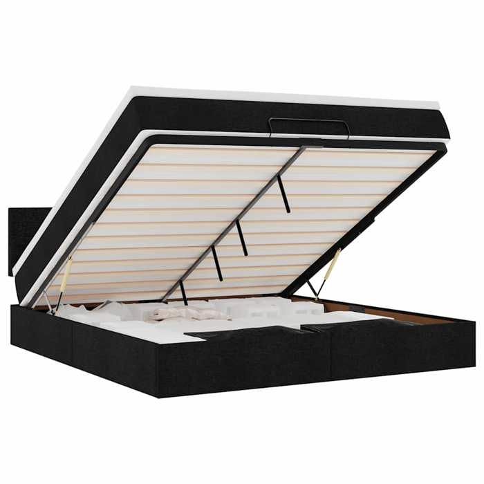 Maison Exclusive - Lit ottoman avec matelas et LED Noir 180x200cm tissu