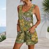 Womens Plus Size Sleeveless Pocket Short Romper