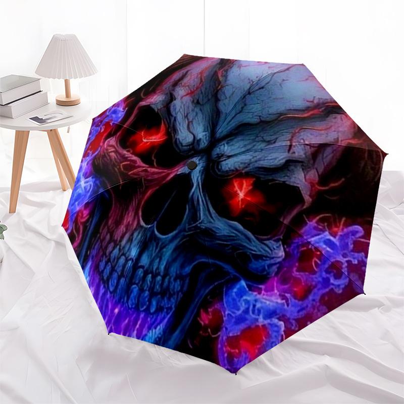 1pc Flaming Skull Artwork Umbrella with Plastic Handle,Suitable for All Seasons Home Travel Outdoor UmbrellaDD141