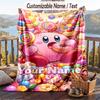 Kirby Flannel Blanket, Personalized Custom Name Text, Soft Warm Plush Throw Blanket For Gift