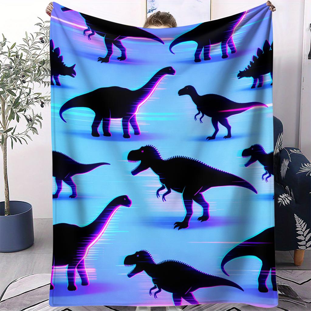 Dinosaur Dreamland Print Blanket Warm Comfortable Flannel Blanket Suitable for Bedrooms,Sofas, Beds,Chairs