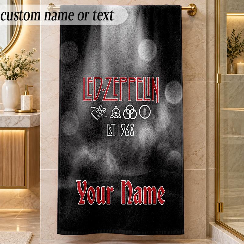 Beach TowelLed Zeppelin Custom Name Text Personalized Soft Towel for Beach Pool Indoor Home Decor Gift