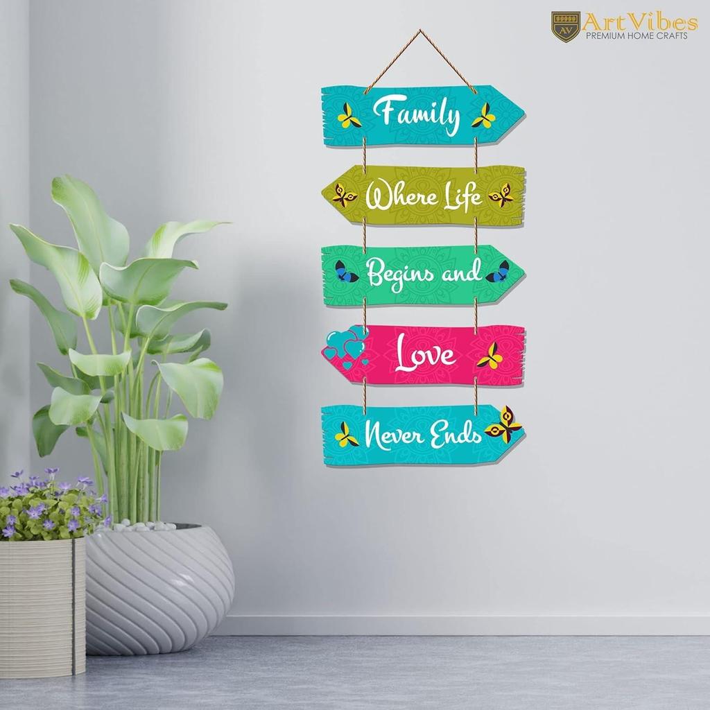 Family Quotes Decorative Wood Hangers for Living Room | Bedroom | Gifts | Art Pieces for Home Decor | Set of 5