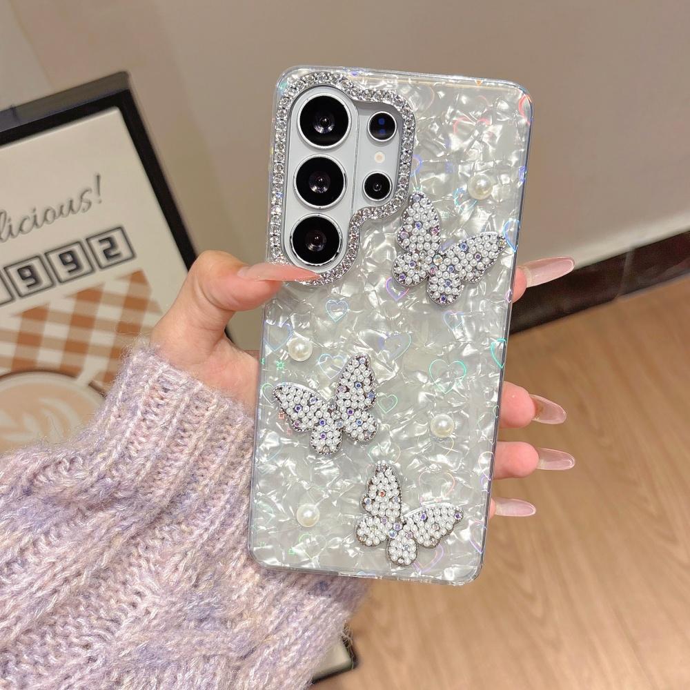 Чехол «Аврора Любовь Сердце Бабочка» для Samsung Galaxy S26 S25 Ultra S24 Plus S23 FE A55 A56 A16 A54 A35 Лазерный чехол с узором «Ракушка»