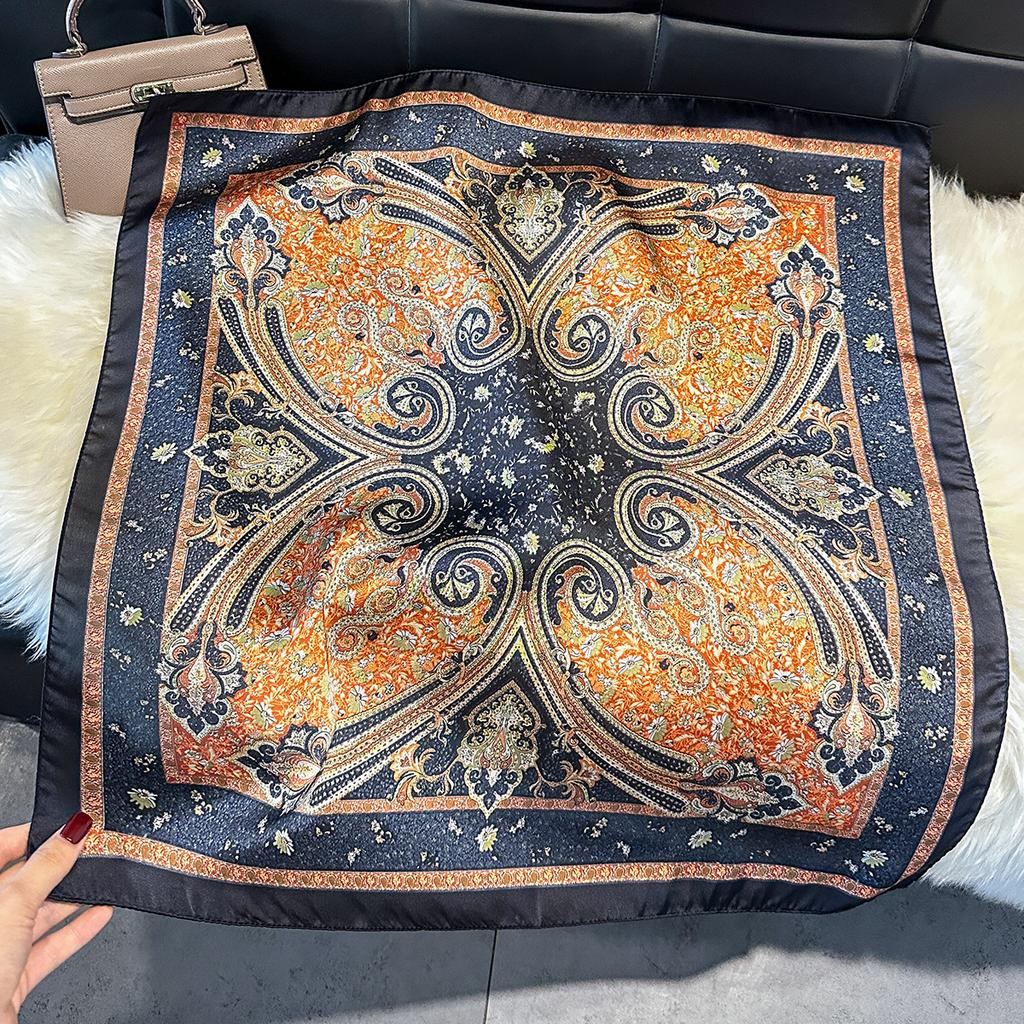 New Fashion 70X70cm Women's Scarf Silk Paisley Print Scarf Square Shawl Decorative Headband Neck Luxury Design Bandana