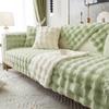 Rabbit Plush Sofa Cushion Winter Padded Plush Cushion Non-slip Leather Sofa Cover  Cover Cloth Towel