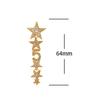 2026 New Elegant Star & Number 5 Long Tassel Earrings Light Luxury Full Zircon Drop Earrings for Women