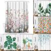 Водонепроницаемая занавеска для душа 180x180 см с 12 крючками, занавески-перегородки с растительным узором в скандинавском стиле