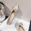 Pointed Single Shoes, New Shallow-mouth Rhinestone Bows, Gentle Matching Skirts, Flat-soled Ladyshoes