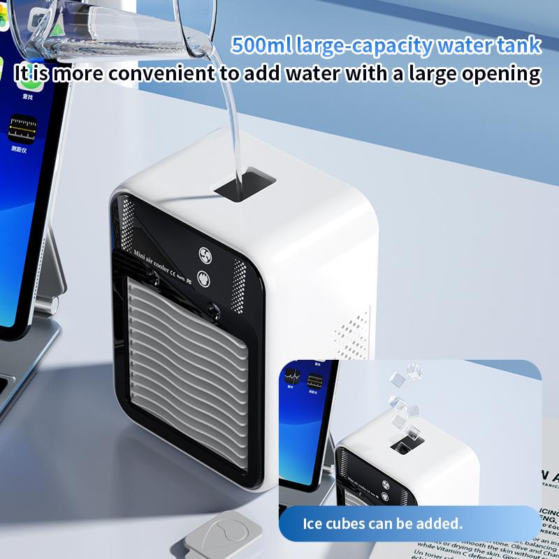 Портативный Мини кондиционер Настольный Быстрый Водяное охлаждение Электрический вентилятор Двойной поток Ультразвуковое распыление 2 скорости Бесшумный Воздухоохладитель
