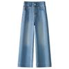Spring 2025 Women's Light-Colored High-Waisted Cropped Wide-Leg Jeans