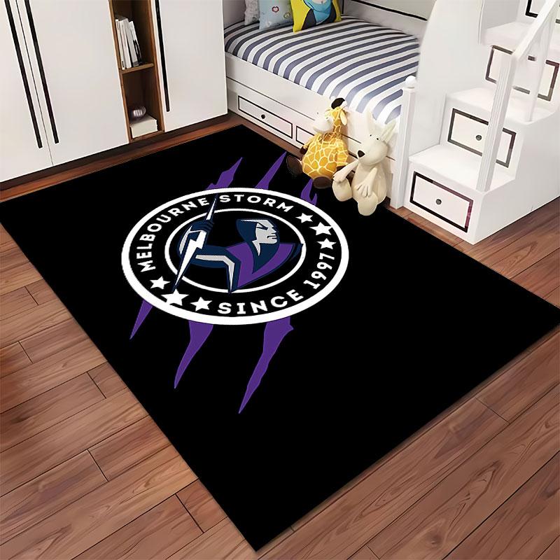 Melbourne Storm Logo Carpet suitable as a non-slip mat for the living room or bedroom sofa
