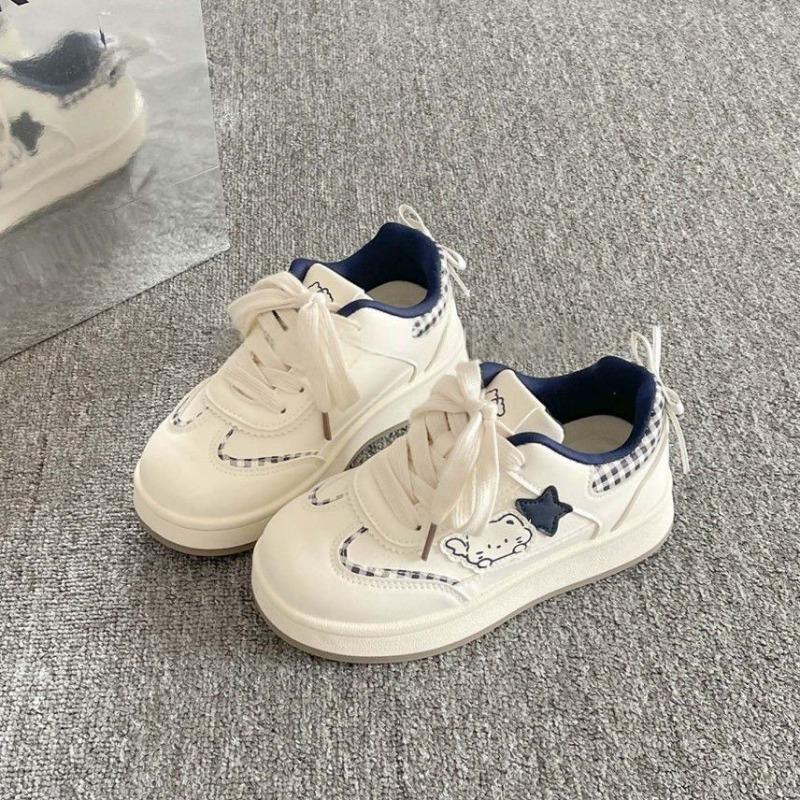 Retro Niche Sneakers Women's Spring and Autumn New Stars Kitten Cute Casual Sneakers Little White Shoes