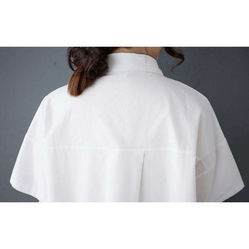 DIMANAF 2025 Plus Size New Summer Blouse Short Sleeve Printing Shirt Casual Women Loose Tops Shirts