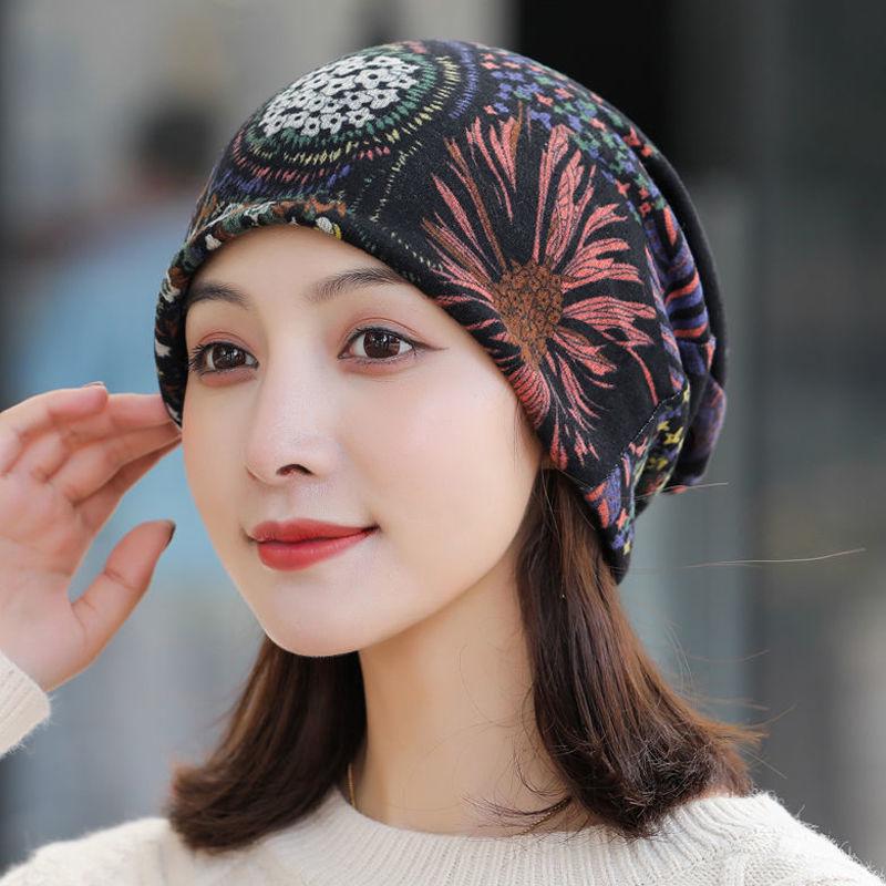 Универсальные корейские женские шапки на осень/зиму: Головной платок, баотоу, пуловер, шейный платок, принт, ворс и защитные уши