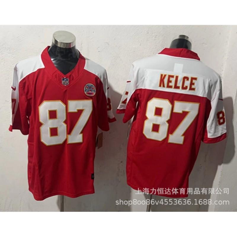 American Football Jersey 15 MAHOMES 87 KELCE Embroidered Team Uniform Sports