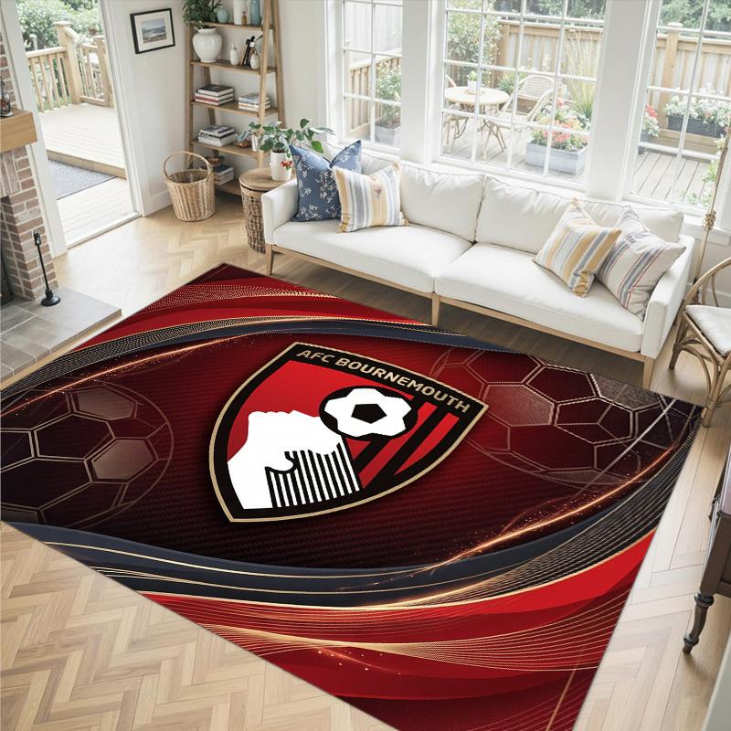 Bournemouth Football Design Crystal Velvet Carpet Cozy Non?Slip Printed Rug For Bedroom Living Room Entrance