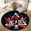 1 шт. Круглый ковер-маш-ап в стиле хоррор AC/DC, Изготовлен из полиэстера, Идеально подходит для украшения офисных кресел, гостиных, Яркий декоративный коврик