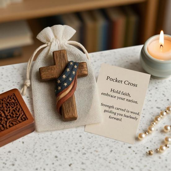 Carved Prayer Hand Pocket Hug with Inspirational Card Portable Wooden Patriotic Faith Token Decoration Christian Religious Gifts