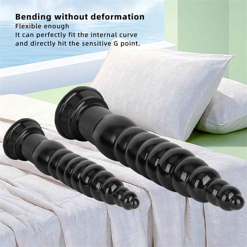 Black 32cm Pointed Extra Long Anal Plug for Outdoor Wear Anal Strip Practice Anal Torture Tool Anal Expansion Tool