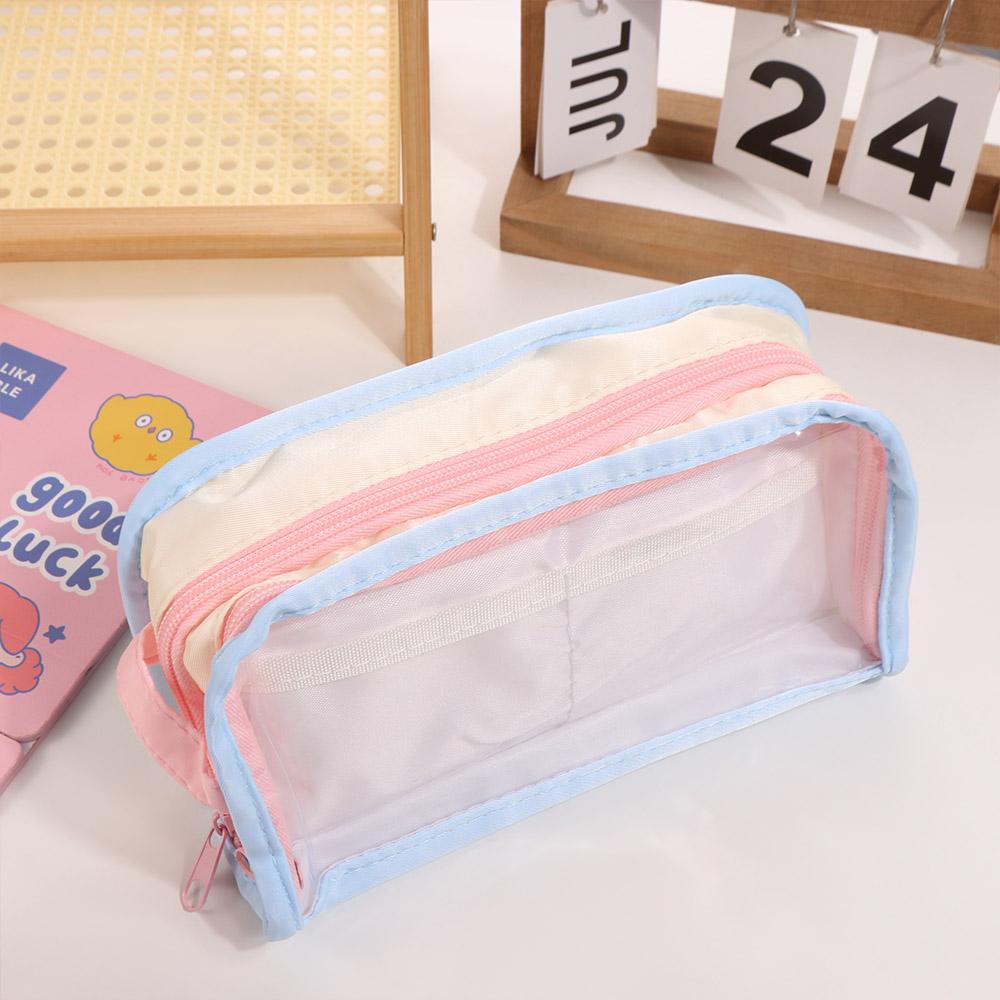 Multilayer Korean PVC Stationery Bag Desktop Storage Ins Pencil Pouch Children Kids