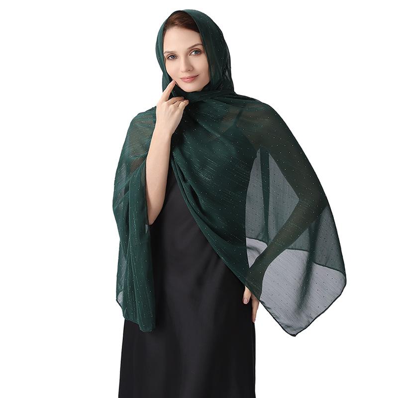 Элегантная шаль-накидка 70*200 см для женщин, официальная, легкий прозрачный шифон, со стразами и серебряной проволокой