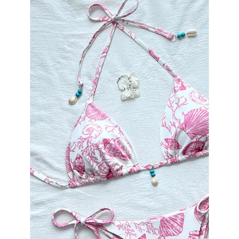 Bikini swimsuit 1011 new European and American floral suspender sexy split swimsuit female bikini