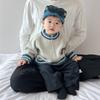 Stand-Up Collar Contrasting Sweater Autumn New Boys And Girls Temperament Cardigan Knitted Sweater Long-Sleeved Top Tide